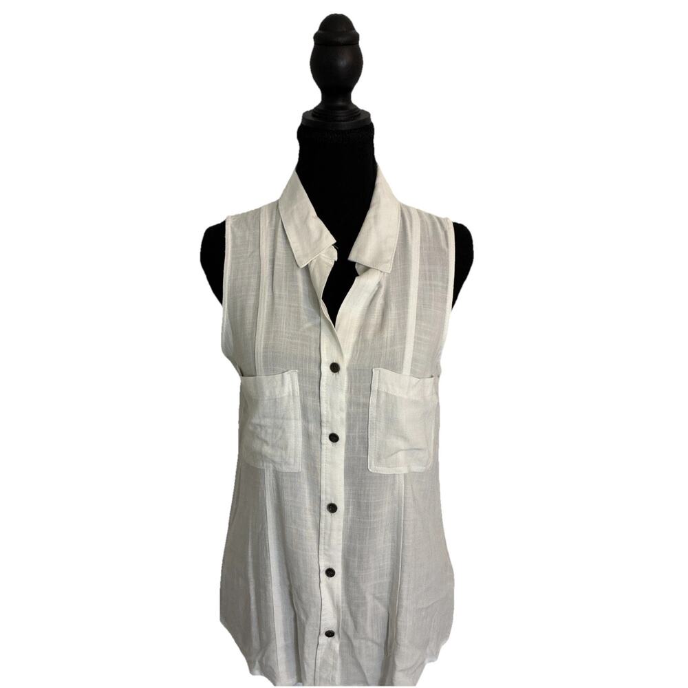 Rock And Republic White Button Women’s Sz S Sleeveless Summer Top